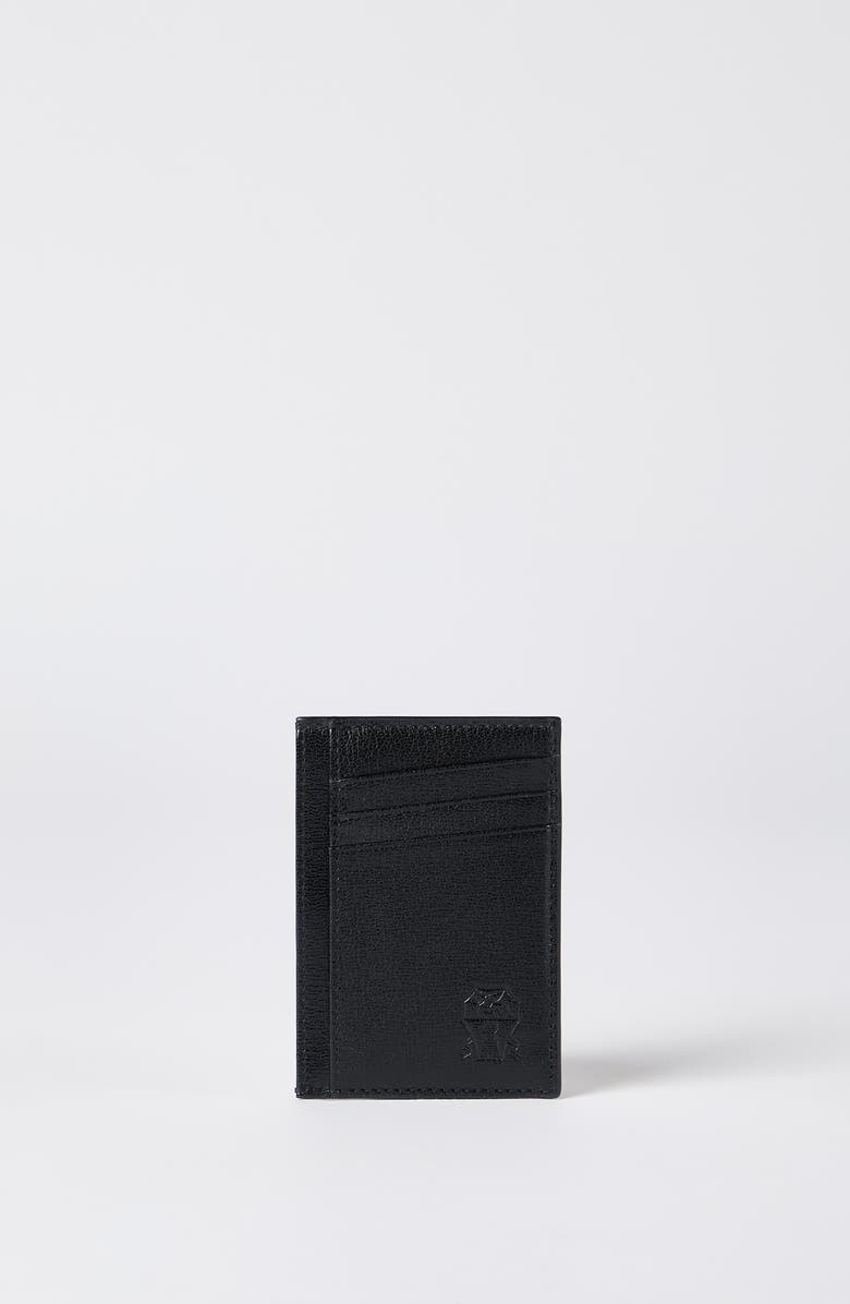 Brunello Cucinelli Grained leather card holder, Alternate, color, Black