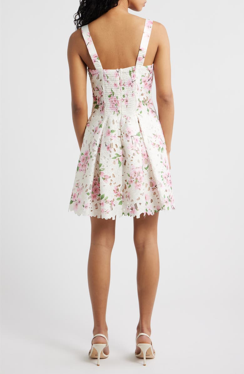 Lucy Paris Amiri Lace Cutout Minidress, Alternate, color, White Floral