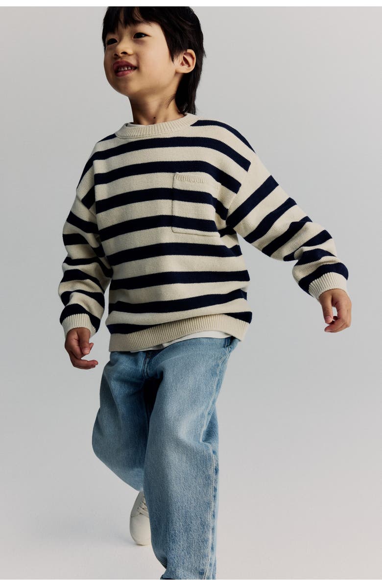 H&M Cotton Jumper, Alternate, color, White/Navy Blue Striped