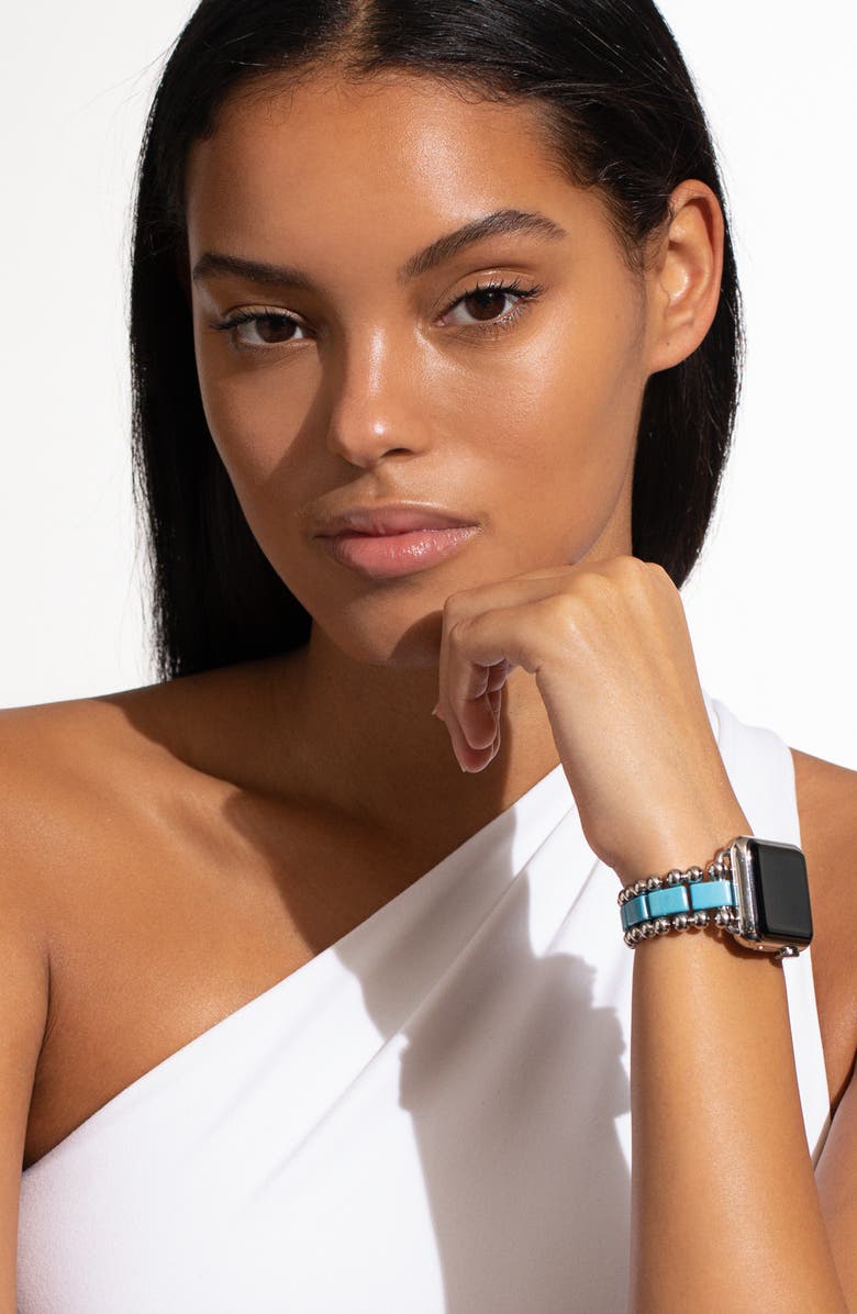 LAGOS Smart Blue Caviar Ceramic & Stainless Steel 20mm Apple Watch<sup>®</sup> Watchband, Alternate, color, 