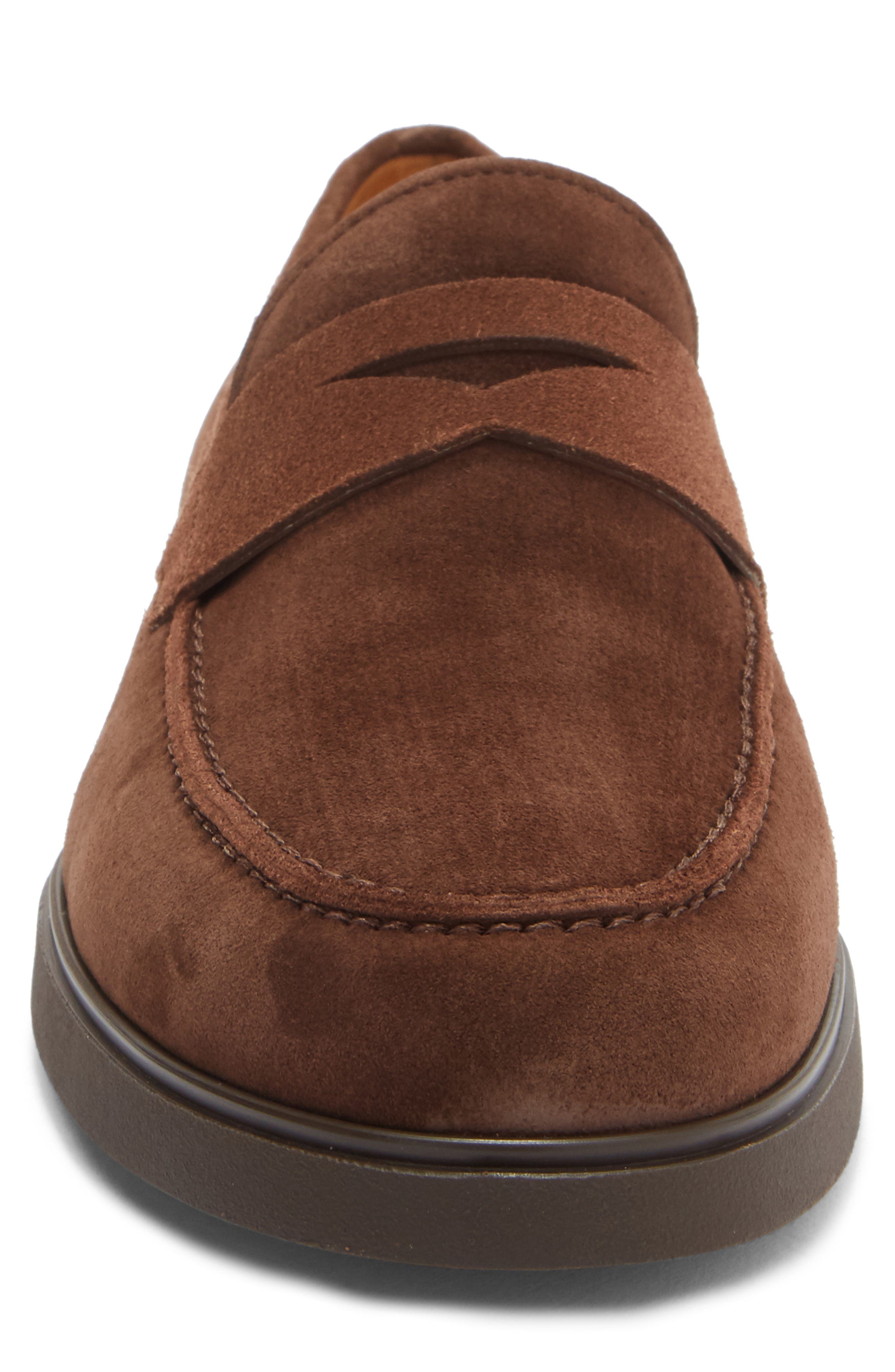 Magnanni Lobo Penny Loafer, Alternate, color, Brown Suede