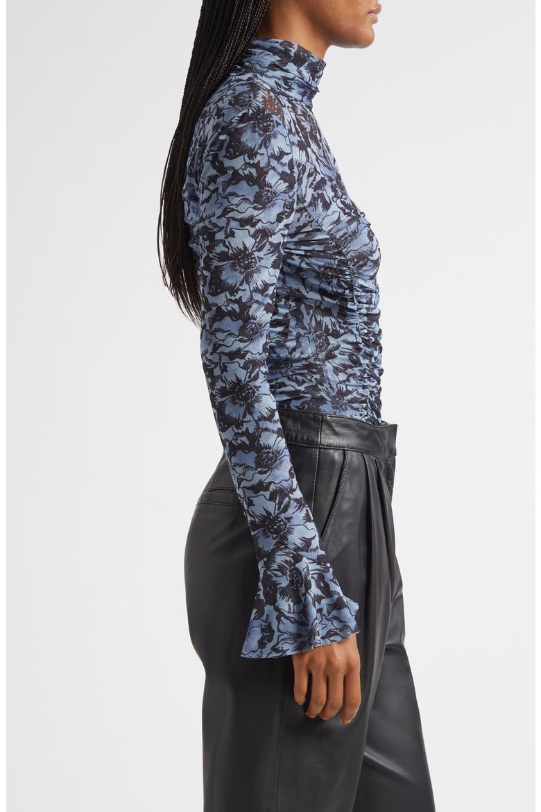 Lucy Graphic Cosmos Mock Neck Mesh Top, Alternate, color, IRIS CLOUD/ BLACK