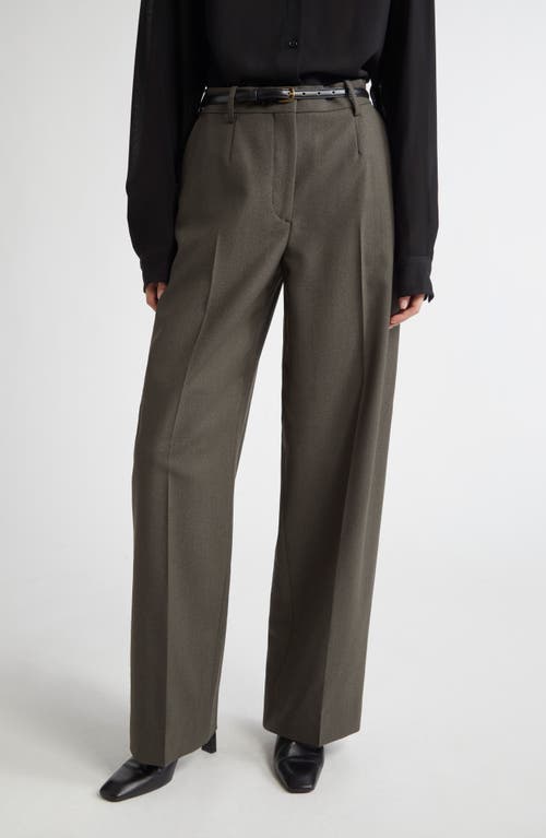 Totême Toteme Tailored Wool Blend Wide Leg Trousers In Green