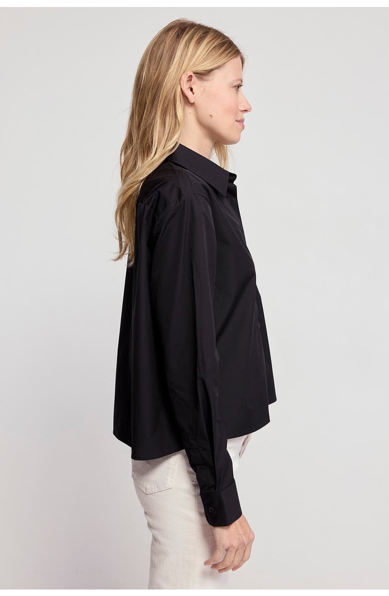 The Shirt by Rochelle Behrens The Long Sleeve Boxy Crop Shirt, Alternate, color, Black