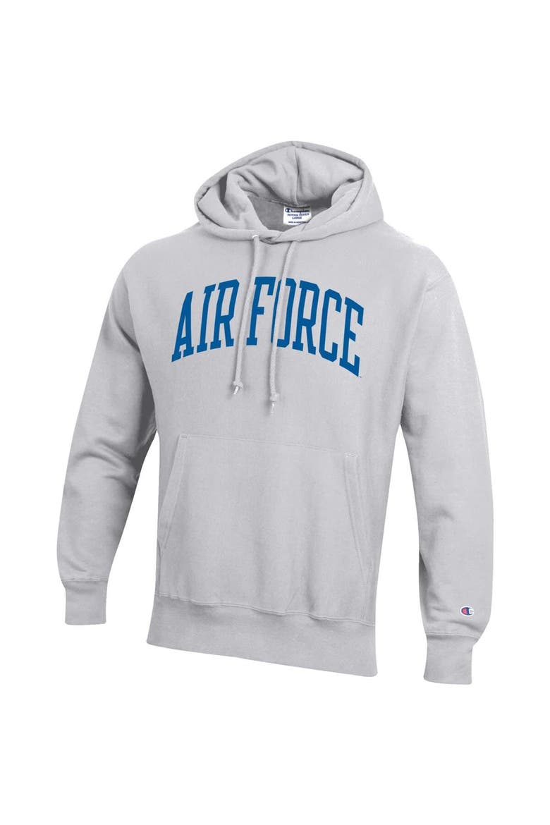Men's Champion Heathered Gray Air Force Falcons Team Arch Reverse Weave Pullover Hoodie, Alternate, color, Heather Gray
