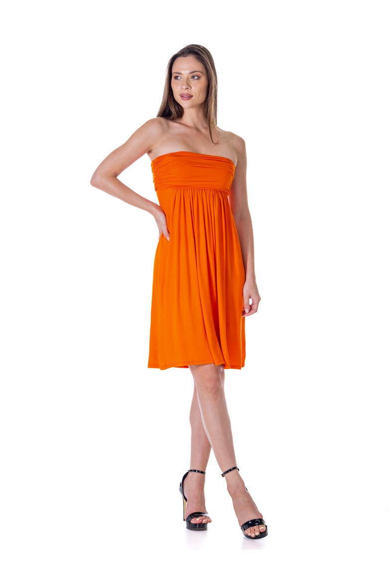 Strapless Empire Waist Mini Dress, Main, color, Orange
