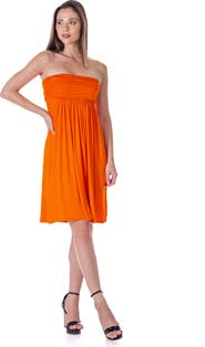 24seven Comfort Apparel Strapless Empire Waist Mini Dress