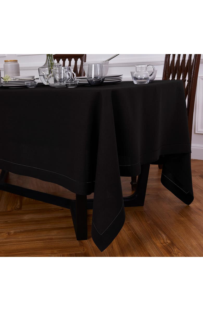 Solino Home Linen Tablecloth - Sonoma Hemstitch, Alternate, color, Black