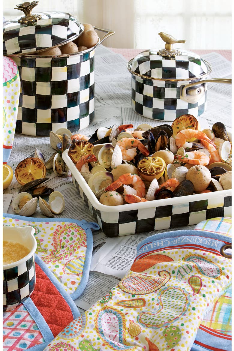 Courtly Check Enameled Steel Baking Pan, Alternate, color, BLACK/ WHITE