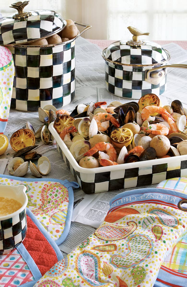 MACKENZIE CHILDS Courtly Check Enameled Steel Baking Pan, Alternate, color, Black/ White