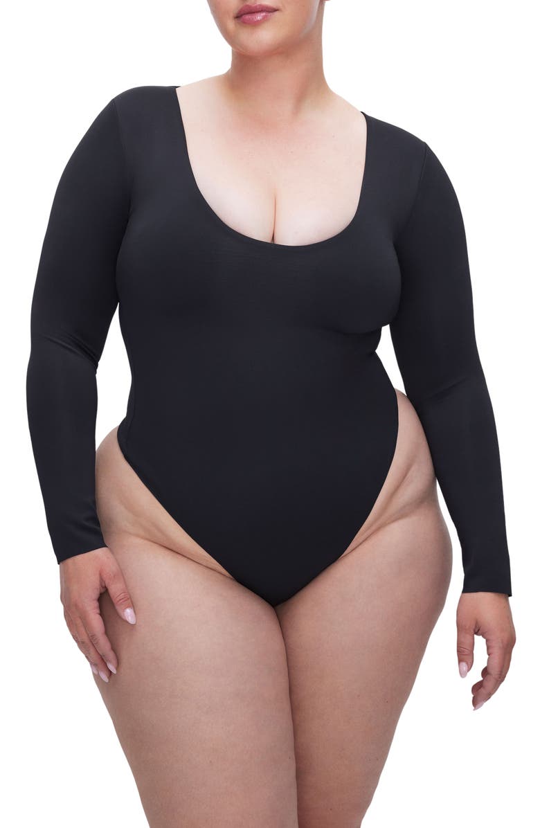 Good American Sculpting Scoop Neck Bodysuit, Alternate, color, Black001