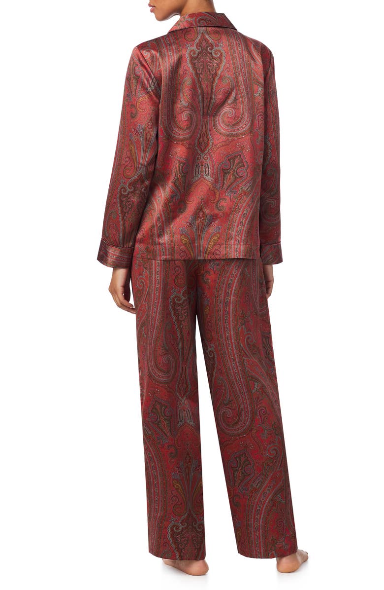 Lauren Ralph Lauren Printed Satin Pajamas, Alternate, color, Red/ Paisley