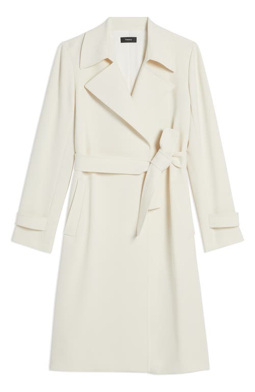 Theory Oaklane Admiral Crepe Trench Coat In Rice