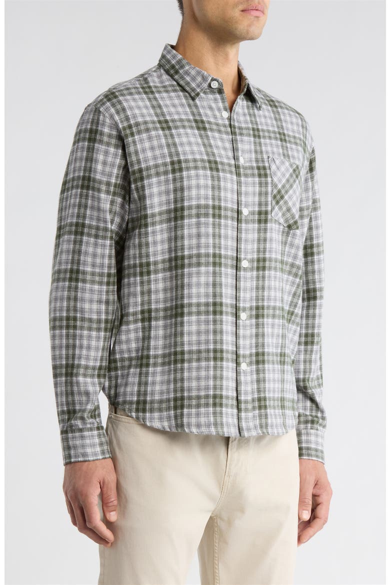 Foreman Classic Fit Plaid Flannel Button-Up Shirt, Alternate, color, DARK GREEN/GREY