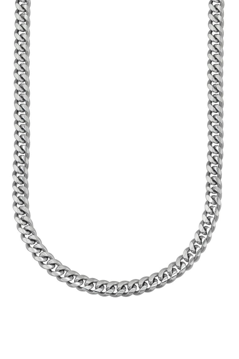 Sterling Silver Cuban Chain Necklace, Main, color, SILVER
