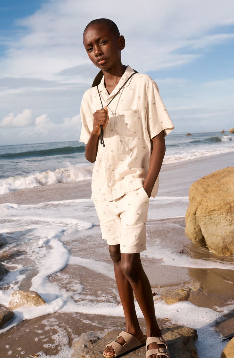 abercrombie kids Kids' Linen Blend Shorts, Alternate, color, Seagrass