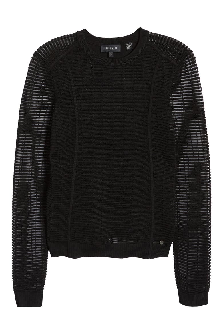 Roshila Ottoman Slim Fit Sheer Sweater, Alternate, color, BLACK