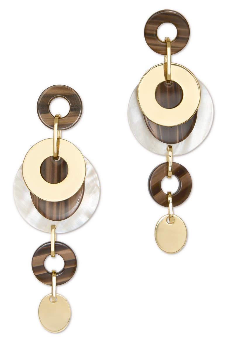 Polina Link Statement Earrings, Main, color, WALNUT