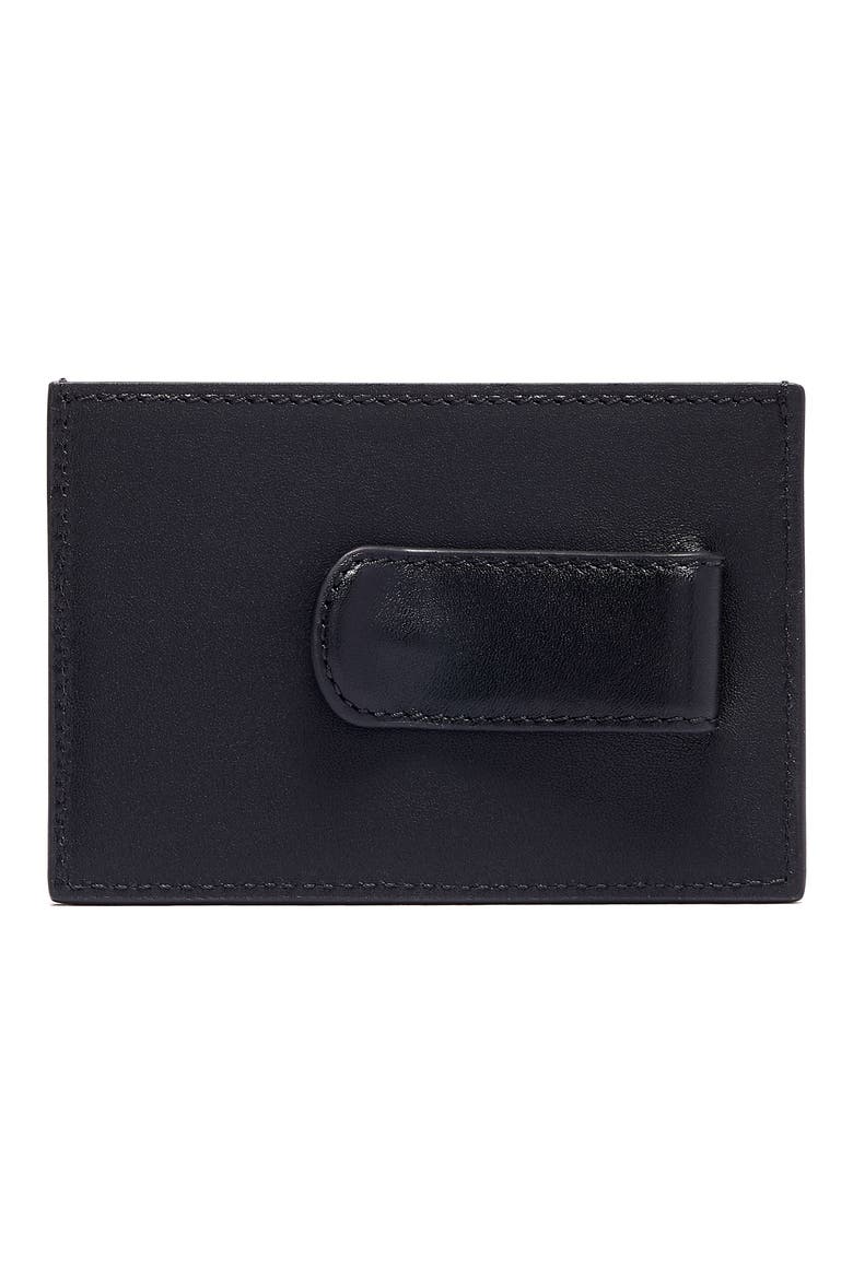 Leather Money Clip Card Case, Alternate, color, BLACK/ BRIGHT LIME