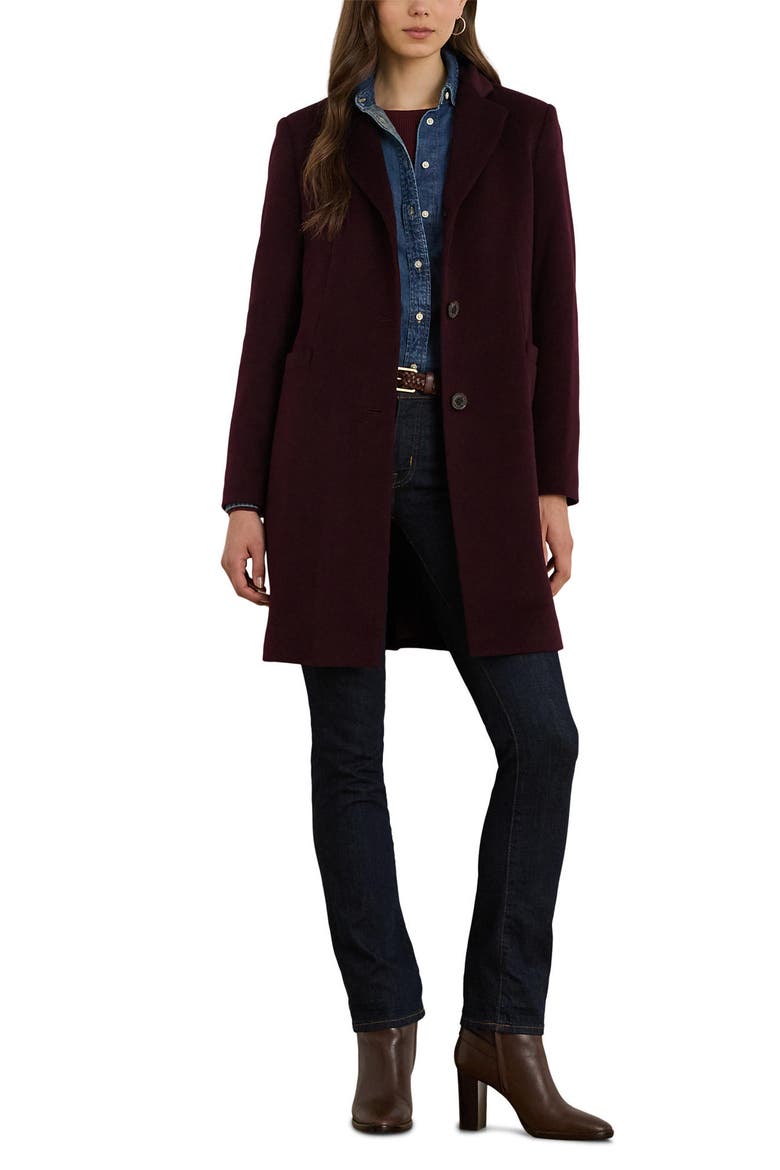 Longline Wool Blend Coat, Alternate, color, PINOT NOIR