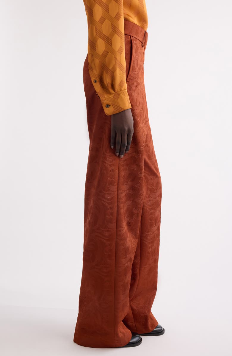 Dries Van Noten Paxy Matelassé Wide Leg Pants, Alternate, color, Rust