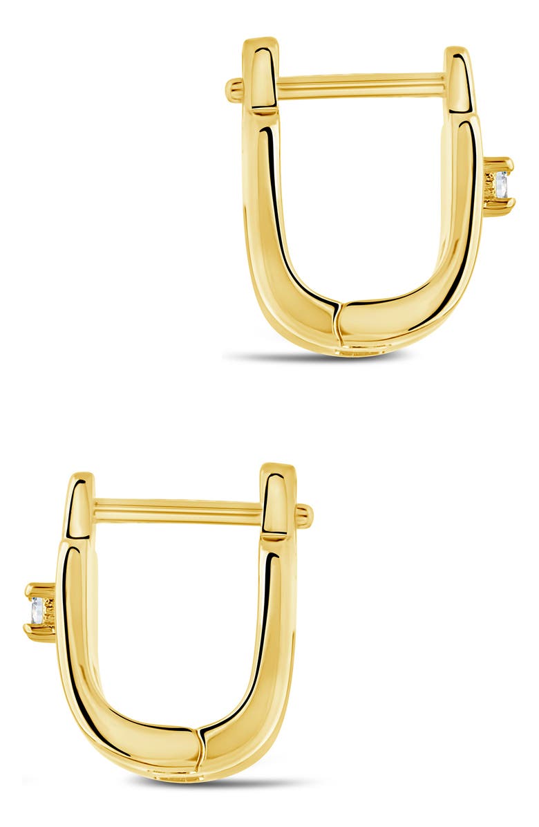 Sterling Forever Zella CZ Huggie Hoop Earrings, Alternate, color, Gold