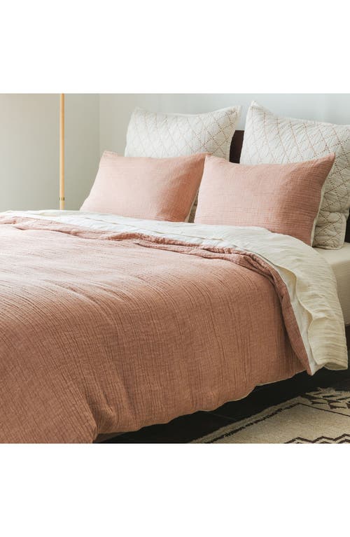 Crane Air Crinkled Cotton & Linen Duvet Cover In Brown