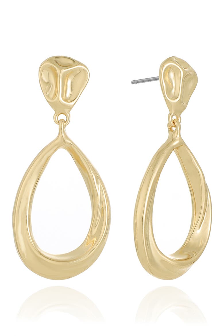 Wavy Teardrop Earrings, Main, color, GOLD