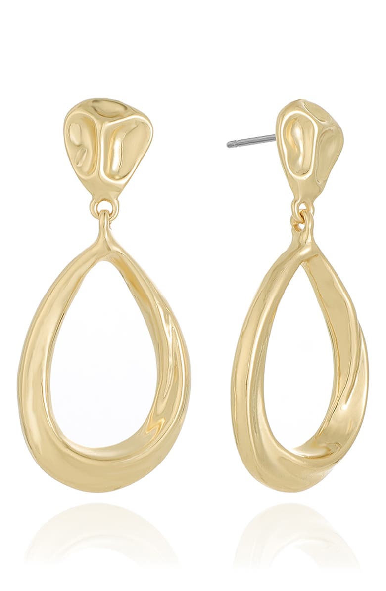 Ettika Wavy Teardrop Earrings, Main, color, Gold
