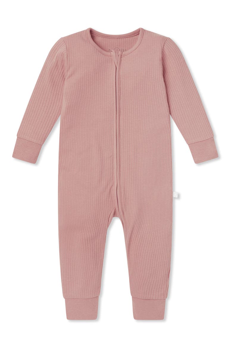 Rib Fitted One-Piece Romper, Main, color, ROSE