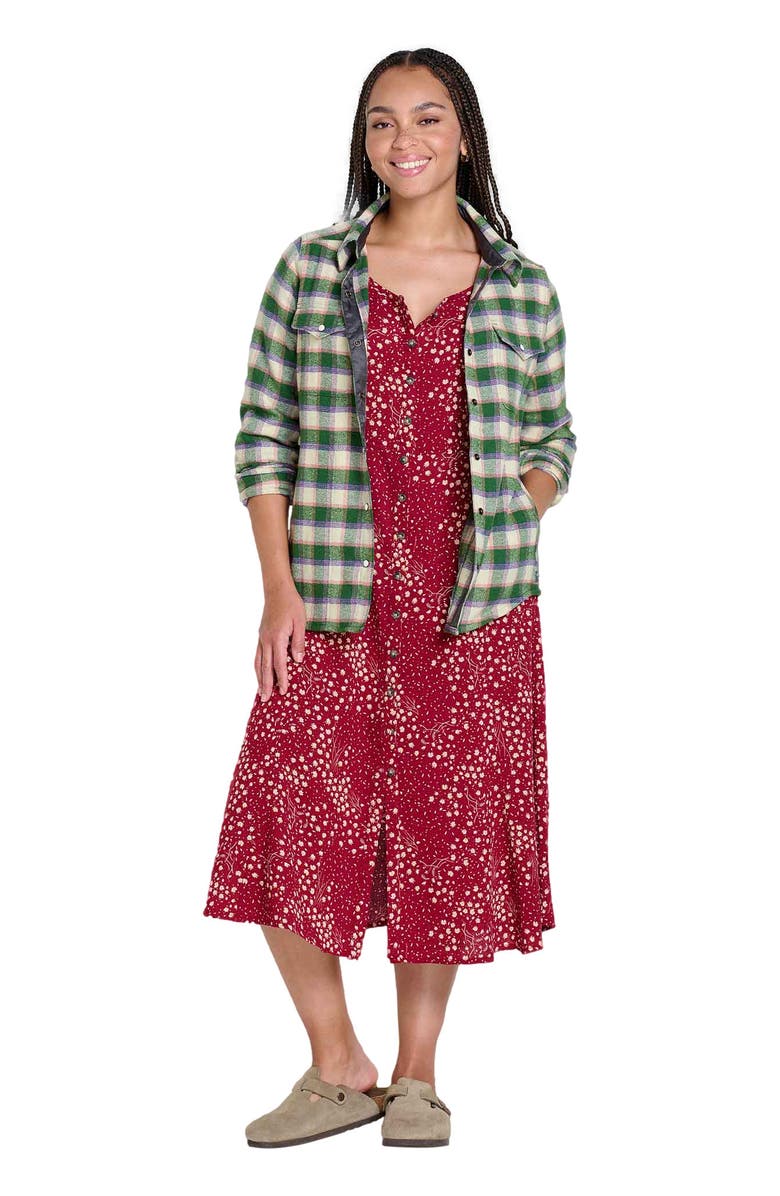 Toad & Co Manzana Paneled Midi Long Sleeve Dress, Alternate, color, Berry Floral Print