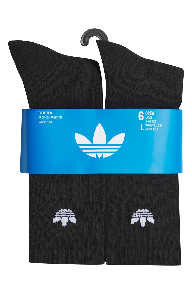 adidas 6-Pack Trefoil 2.0 Quarter Crew Socks, Alternate, color, Black/ White