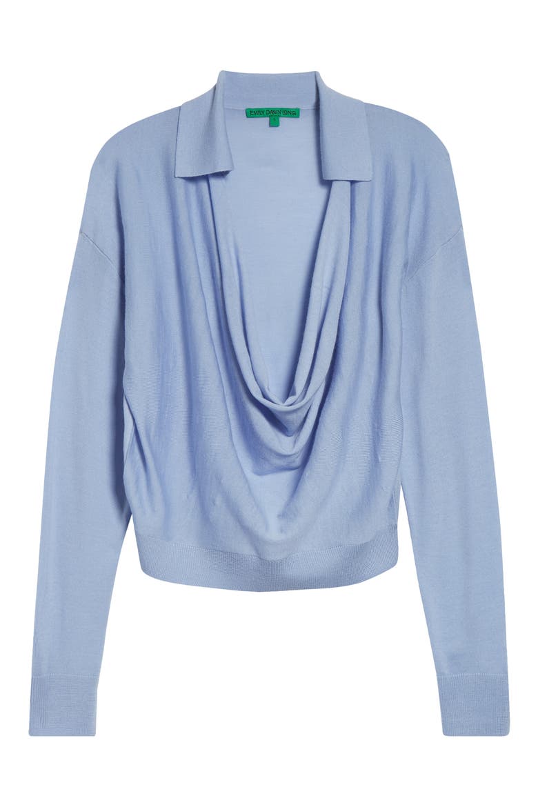 Drape Front Wool Polo Sweater, Alternate, color, BABY BLUE