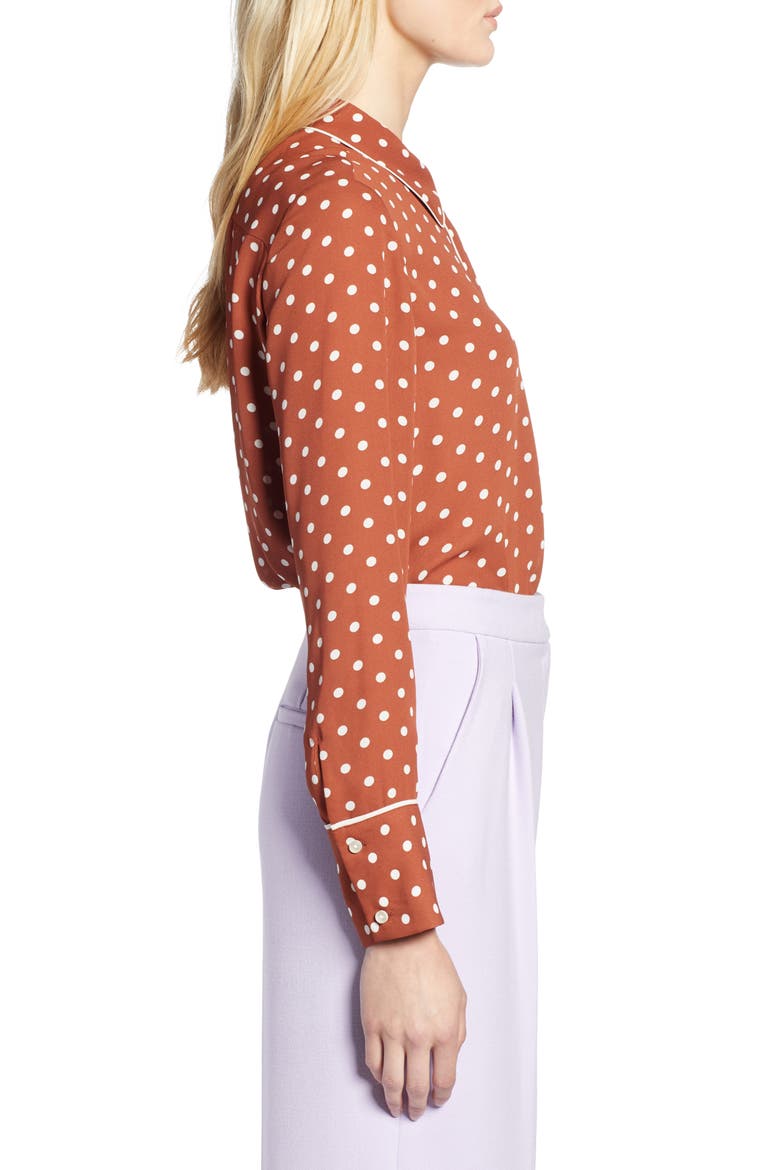 x Atlantic-Pacific Hidden Placket Blouse, Alternate, color, RUST SPACED DOT