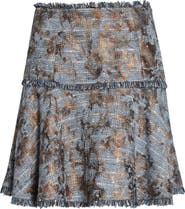 Cinq à Sept Jaxina Foil Print Tweed Miniskirt
