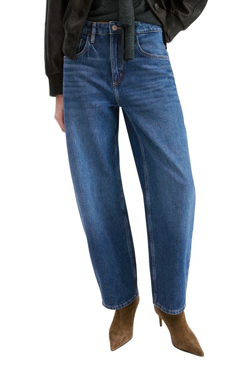 High Waist Barrel Jeans, Main, color, DARK BLUE