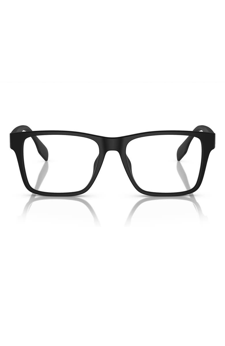 Burberry 55mm Square Optical Glasses, Main, color, Matte Black / Demo Lens