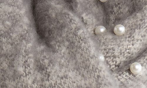 Nanette Lepore Faux Pearl Fringe Scarf In Gray