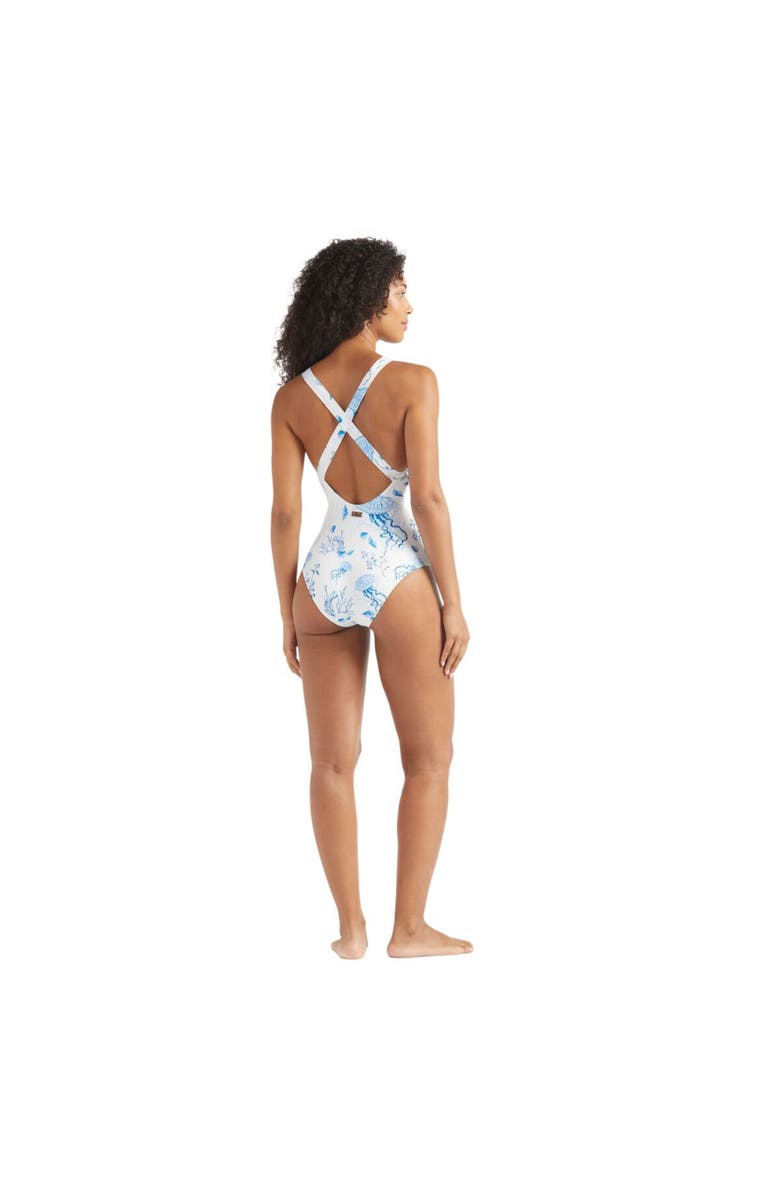 Vilebrequin Crossed Back Straps One-piece Swimsuit Medusa and Shells, Alternate, color, White