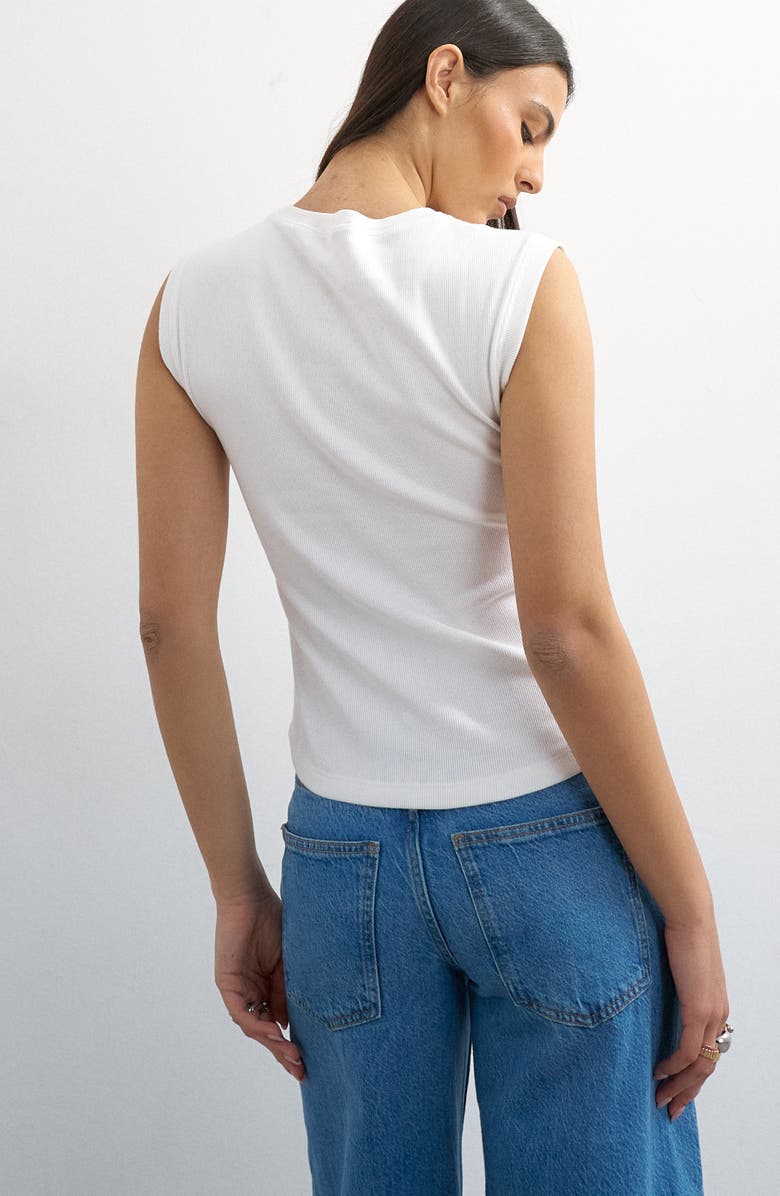 Topshop Rib Boyfriend Tank, Alternate, color, White