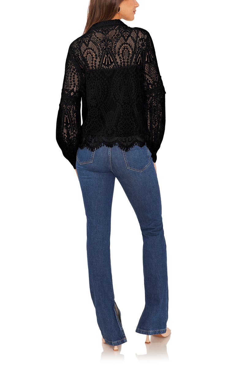 Vince Camuto Embroidered Lace Button-Up Blouse, Alternate, color, Rich Black