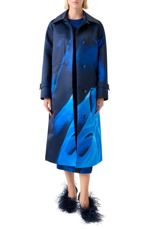 Elliot Cyanotype Duchesse Satin Trench Coat