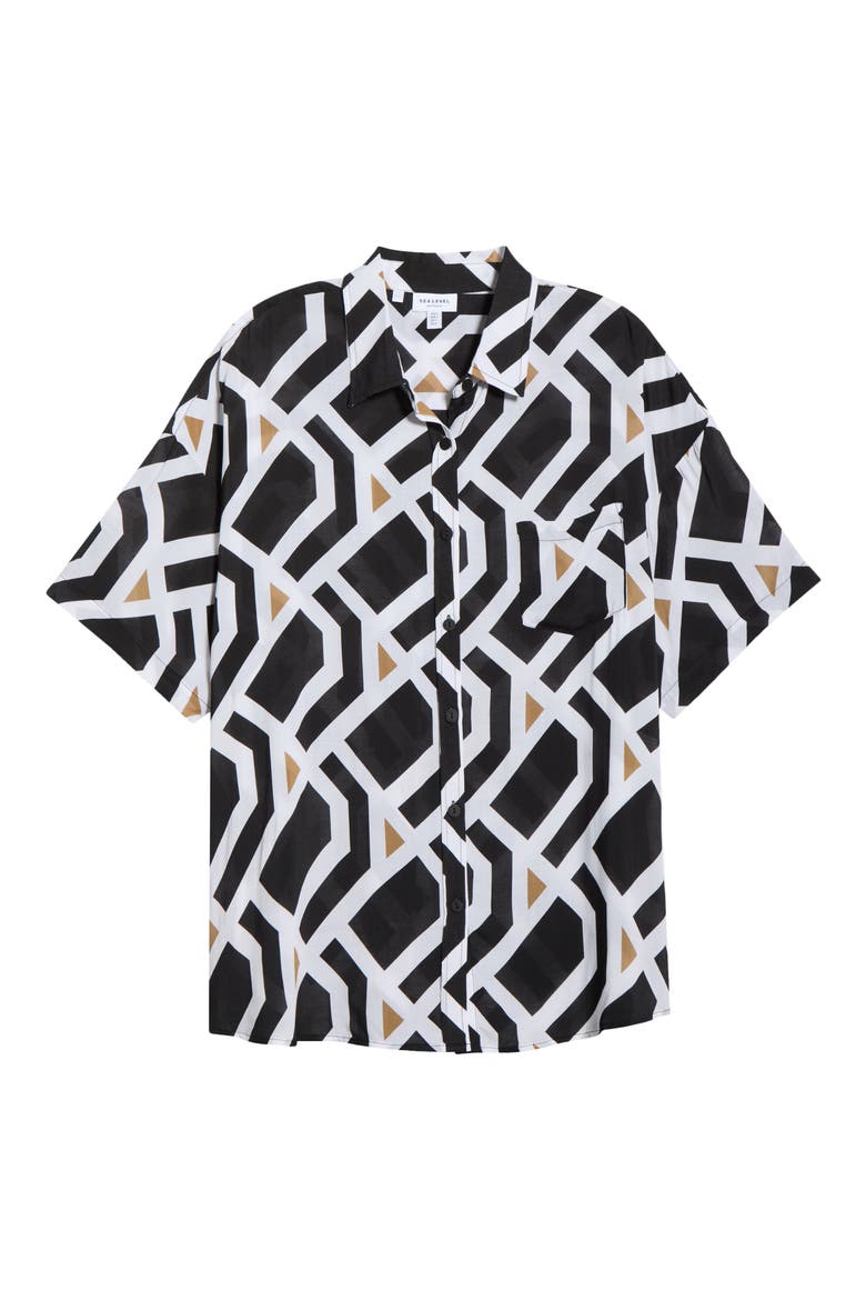 Aloha Cover-Up Shirt, Alternate, color, BLACK PRINT