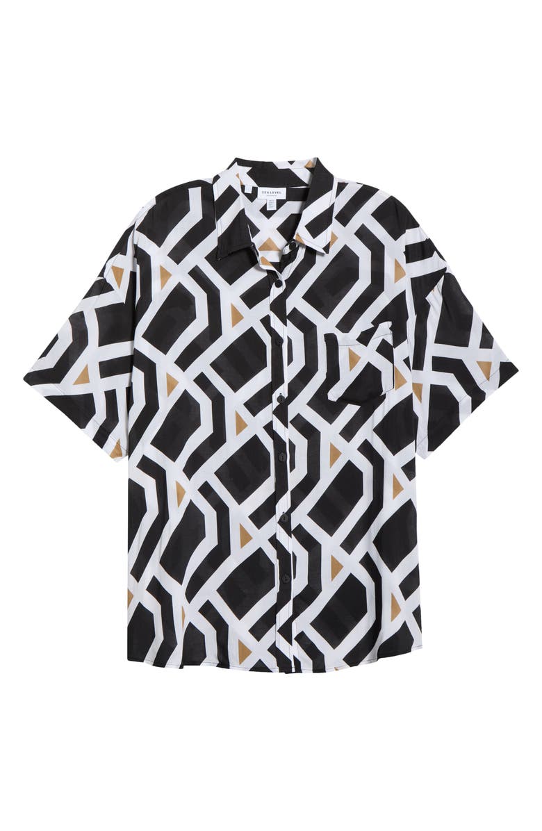 Sea Level Aloha Cover-Up Shirt, Main, color, Black Print