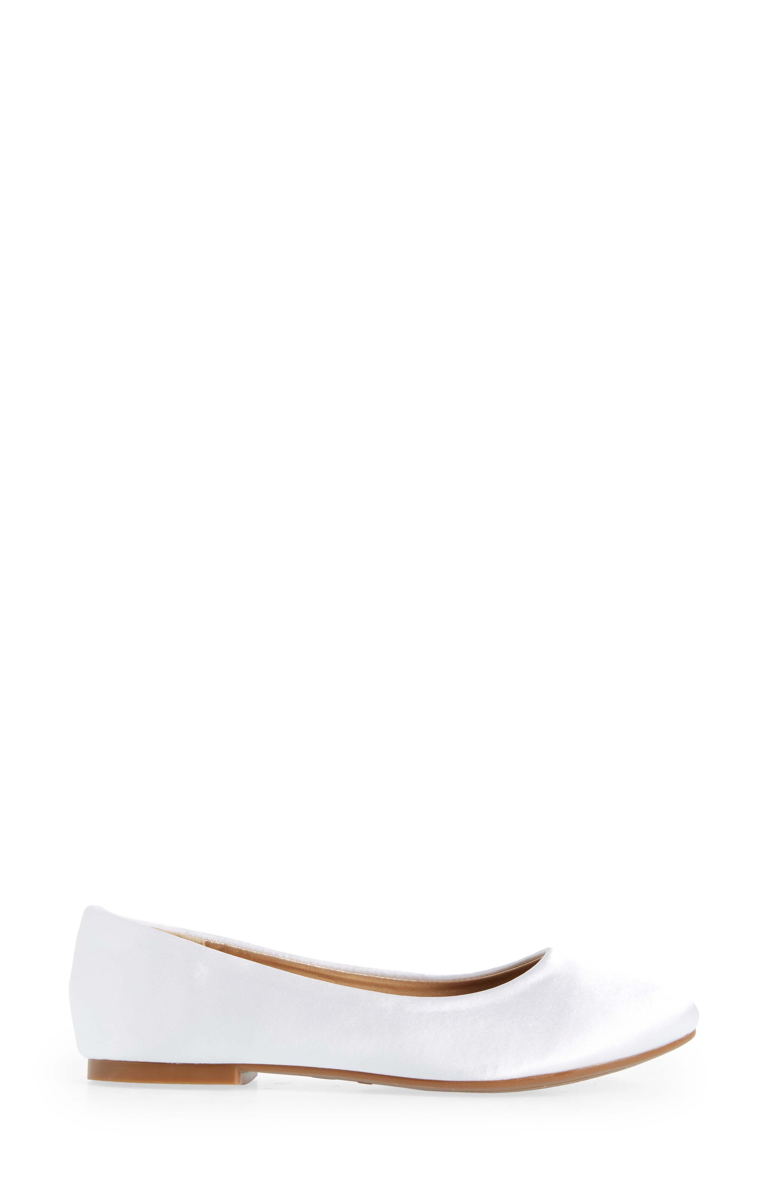 DREAM PAIRS Kids' Ballerina Flat, Alternate, color, White/ Satin