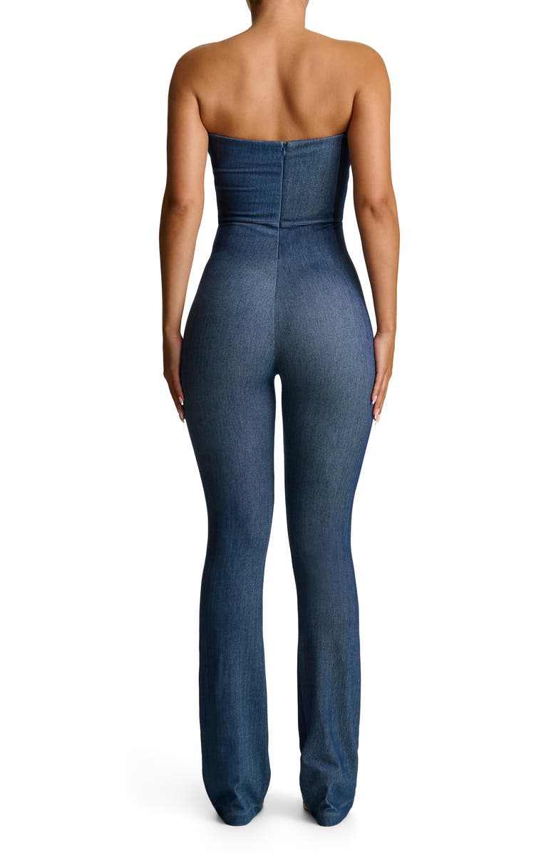 Naked Wardrobe Strapless Bootcut Stretch Cotton Jumpsuit, Alternate, color, 