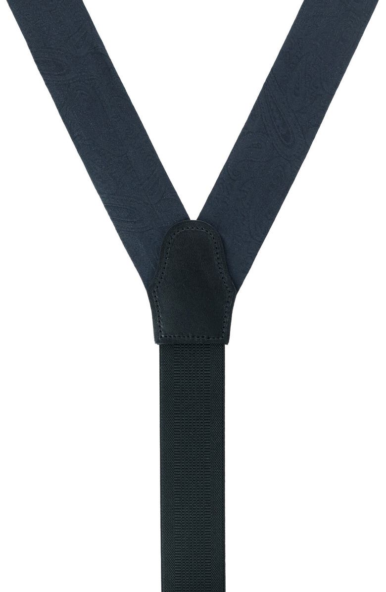 Trafalgar Banbury Paisley Silk Suspenders, Alternate, color, Black