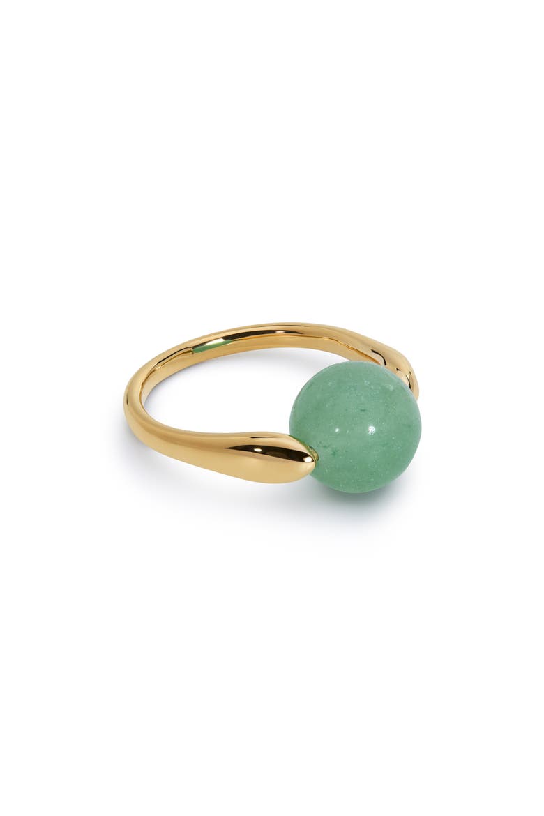 x Kate Young Round Stone Ring, Main, color, 18CT GOLD VERMEIL / GREEN AV