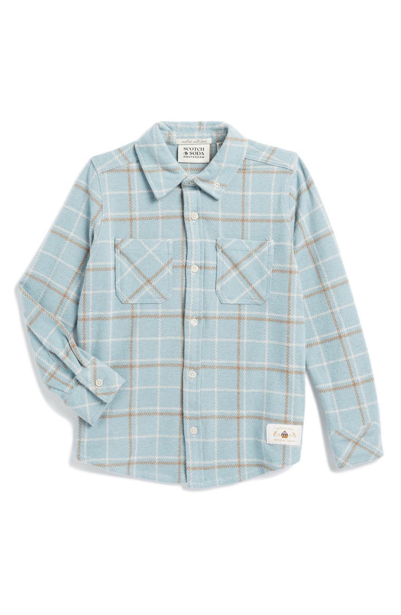 Scotch & Soda Kids' Yarn Dye Twill Button-Up Shirt, Main, color, Light Blue