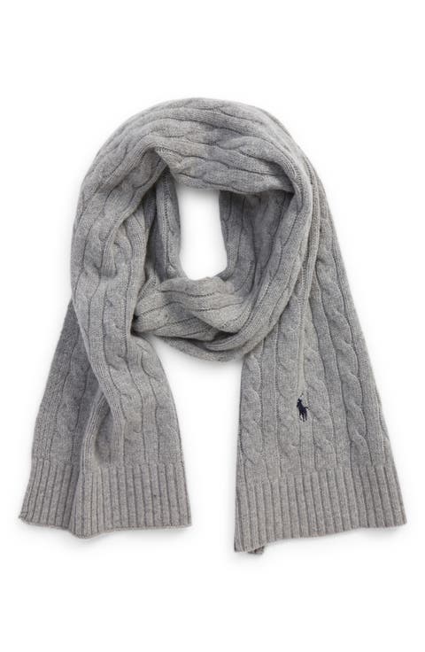 Cable Merino Wool Blend Scarf